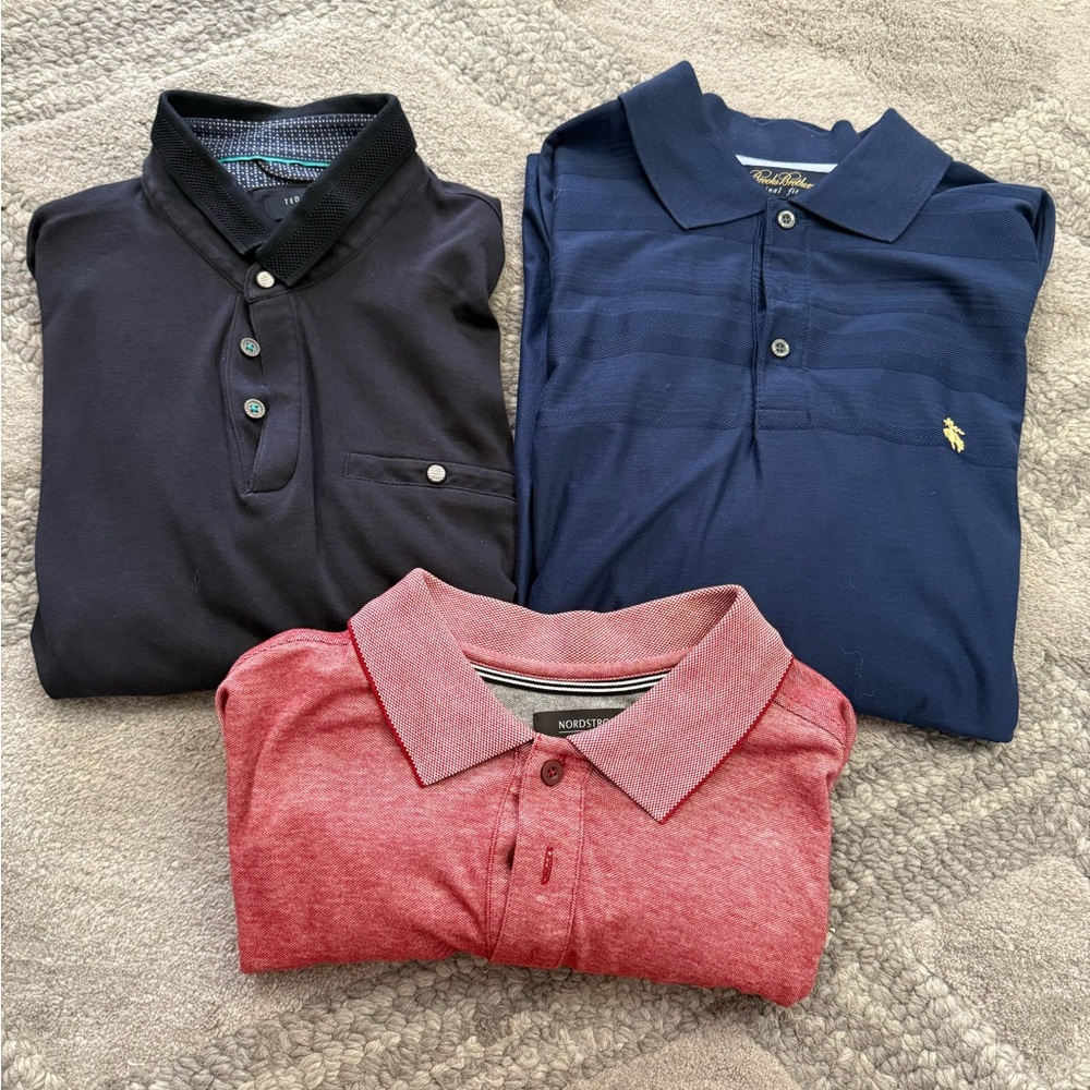 Navy, Black, and Red Polo Shirts